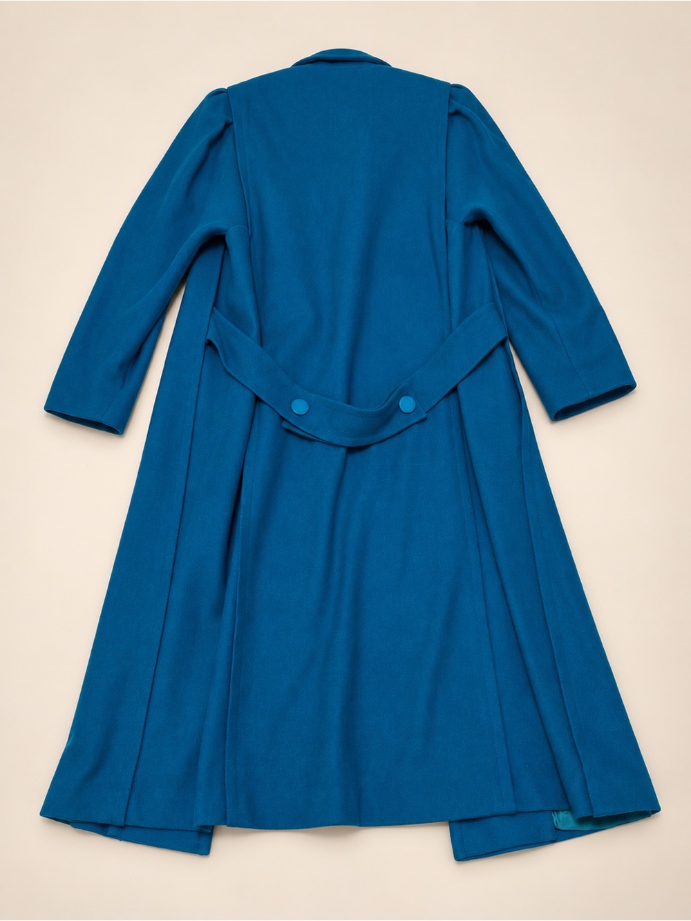 Vintage Jill Jr. Teal Blue Long Coat – Puff Shoulder - Picture 2 of 10